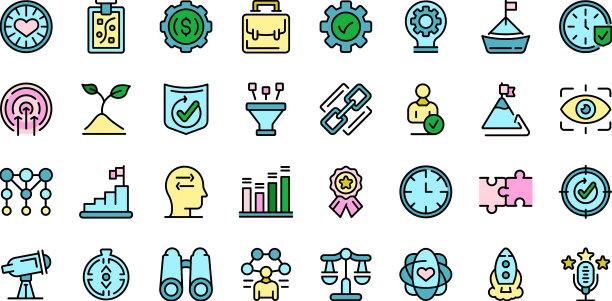 核心价值观图标设定平坦图片下载