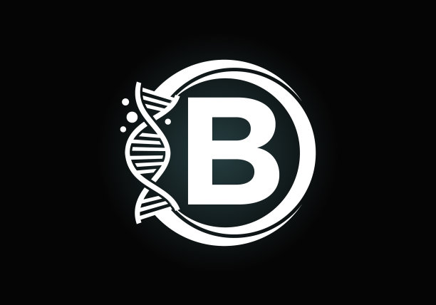 首字母组合字母在一个圆圈与DNA图片下载