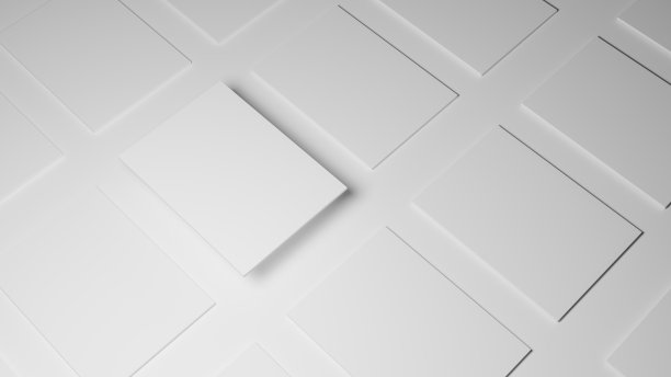 白色背景上的一排白纸。纸漂浮在空中。产品模板。3 d渲染插图。图片下载