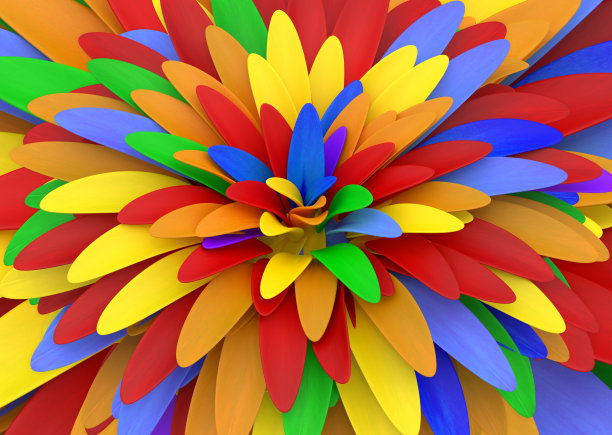 明亮多彩的背景奇妙的花朵接近3d渲染图片下载