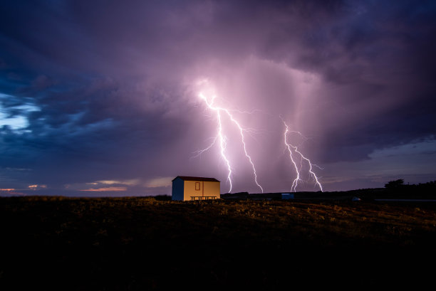 雷雨笼罩着小屋图片下载