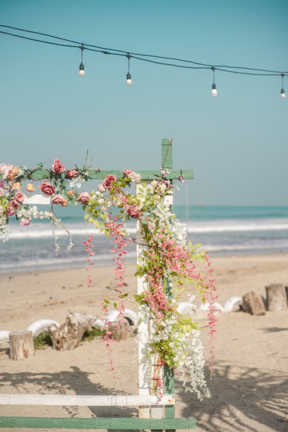 海滩上的花架图片下载
