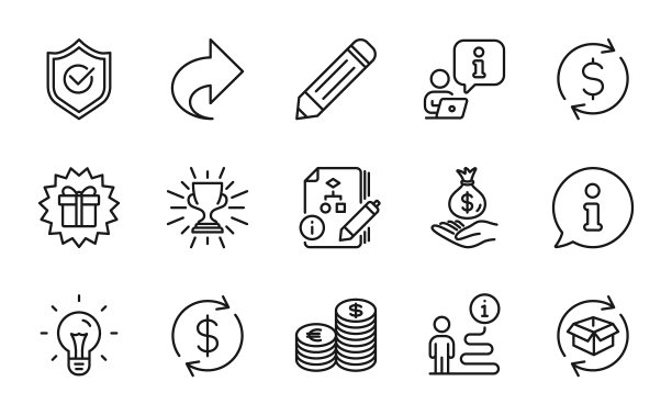 线图标集包括图标作为美元交换图片下载