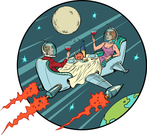 宇宙约会——一对相爱的情侣在一家餐馆里图片下载