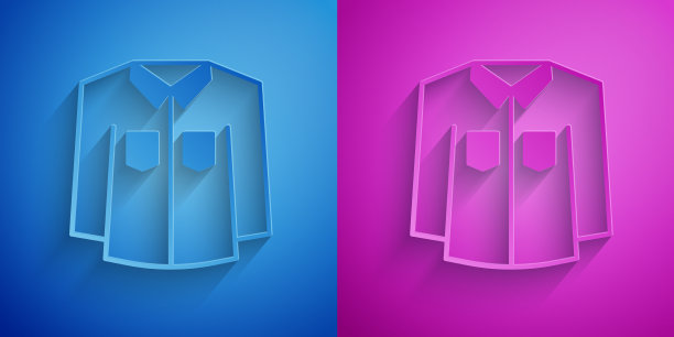 剪纸衬衫图标孤立在蓝色和紫色图片下载