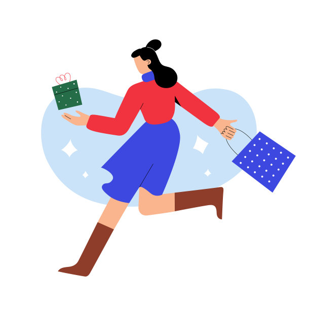 圣诞购物年轻女子手持购物图片下载