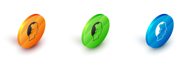 等距秃顶图标孤立在白色图片下载