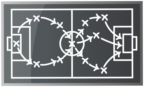 足球场地的俯视图或足球场地矢量插图灰色操场上的箭头图片下载