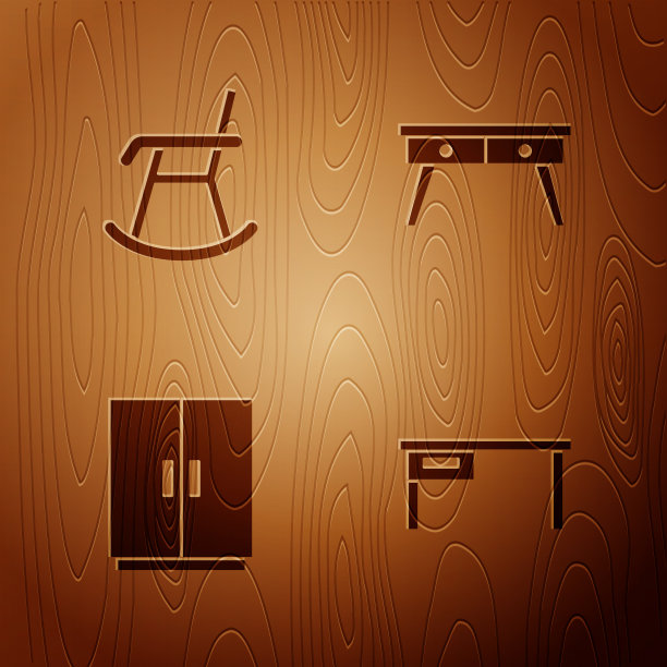 设置办公桌、扶手椅、衣柜和木制图片下载