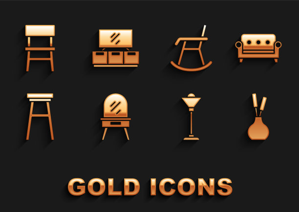 设置梳妆台、沙发、花瓶、落地灯、椅子图片下载