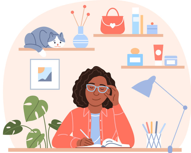 漂亮的黑人女子写日记的概念图片下载