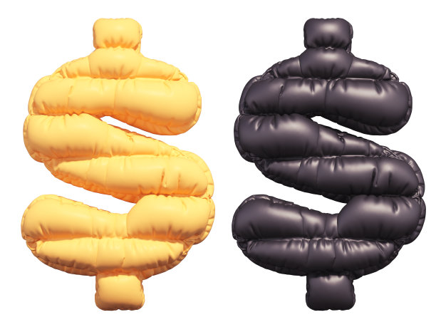 河豚字体。黄色和黑色的。美元符号。图片下载