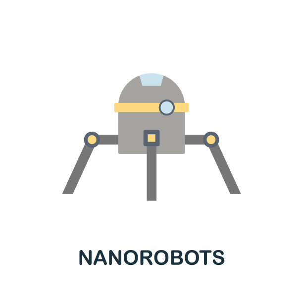 来自未来的纳米机器人平面图标彩色标志图片下载