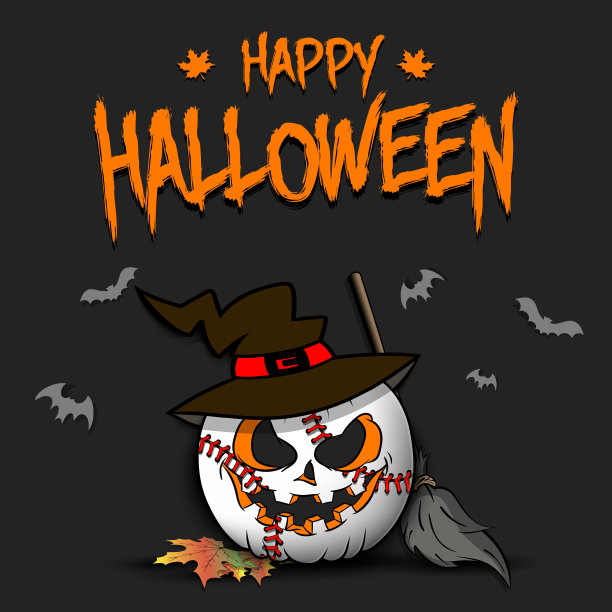 万圣节快乐。南瓜棒球图片下载