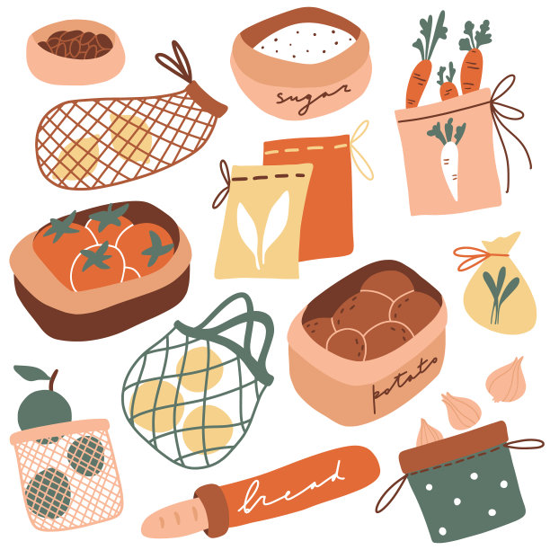 可爱的零废物厨房套装图片下载