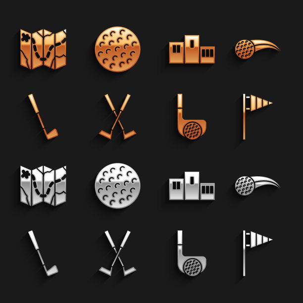 用交叉高尔夫球杆设置高尔夫球旗图片下载