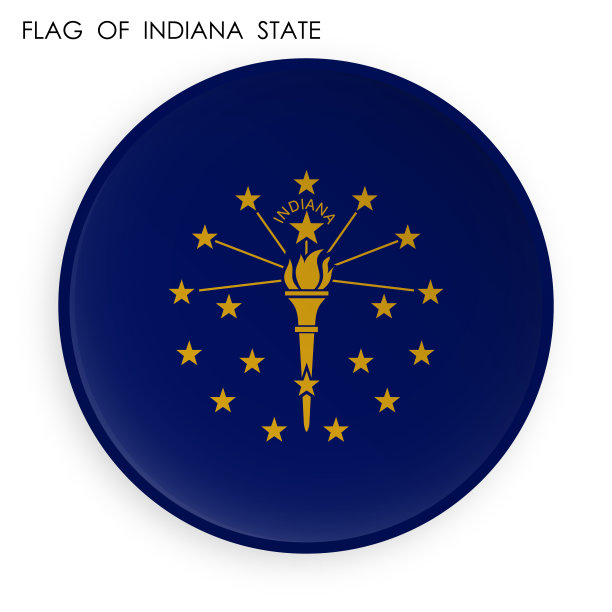 美国印第安纳州的旗帜图标在现代新形态风格。移动应用程序或网页按钮。白色背景向量图片下载