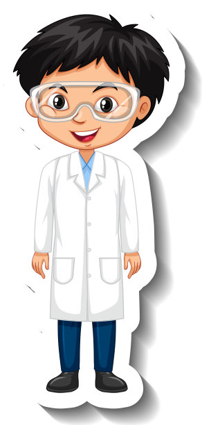 卡通人物贴纸上有个科学小男孩图片下载