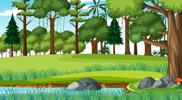 自然景色与小溪流过图片下载