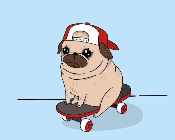 溜冰者哈巴狗。图片下载