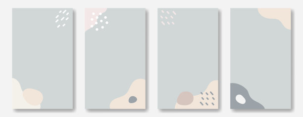 时髦的垂直抽象背景集。波浪形，柔和色彩的现代元素。社交媒体发布模板，复制空间。图片下载