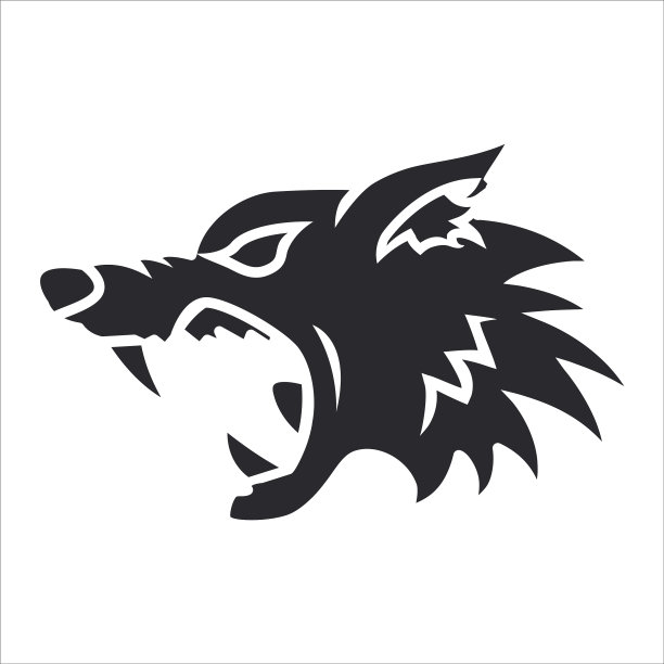 剪影狼头标签纹身图片下载