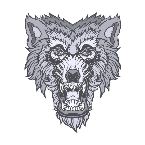 咆哮的狼的头。图片下载
