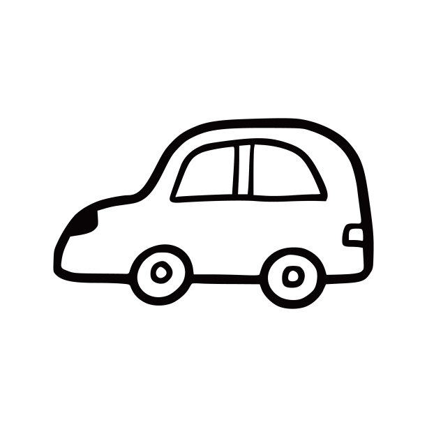 嘟嘟车。有趣的素描涂鸦风格。图片下载