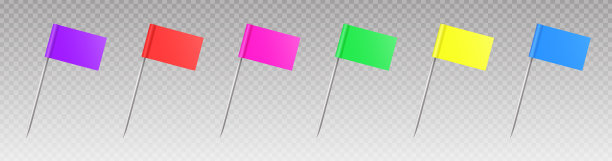 现实的政党牙签旗帜彩色地图别针图片下载