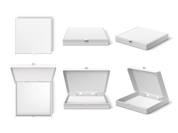 现实的披萨盒空白包装模型图片下载