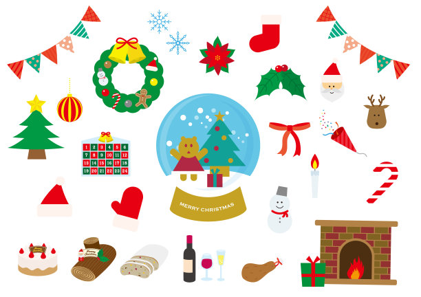 扁平和可爱的圣诞插图集图片下载