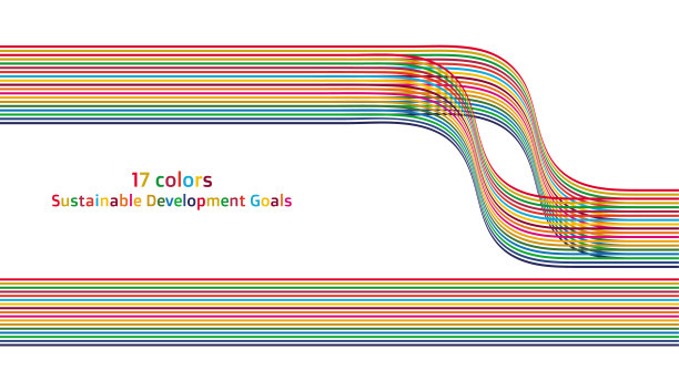 可持续发展目标：17种颜色与可持续发展目标图像的精美弧形壁纸矢量图图片下载