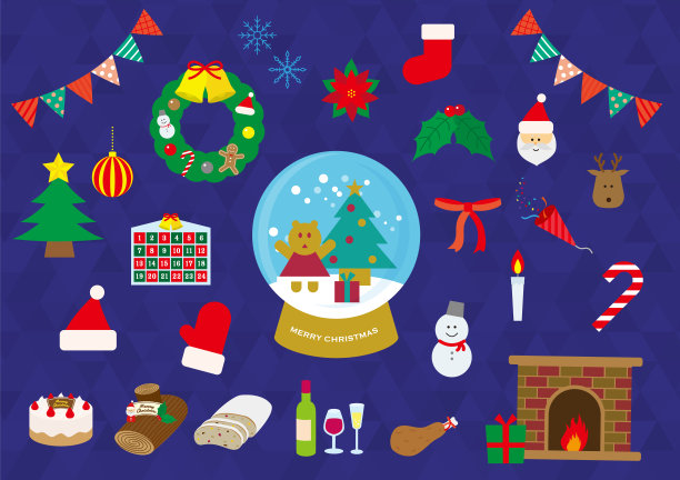 扁平和可爱的圣诞插图集图片下载