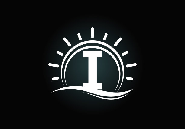 首字母I字母与抽象的太阳和图片下载