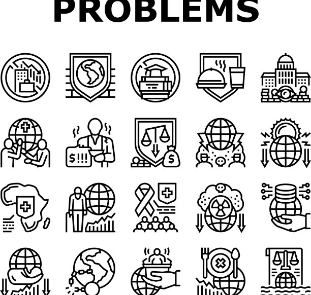 社会公共问题全球图标设置图片下载