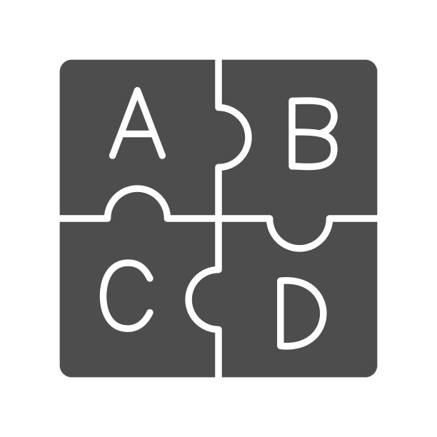 字母abc，拼图字母实体图标，语言学概念，白色背景上的拼图字母矢量标志，用于移动概念和网页设计的字形样式图标。矢量图形。图片下载
