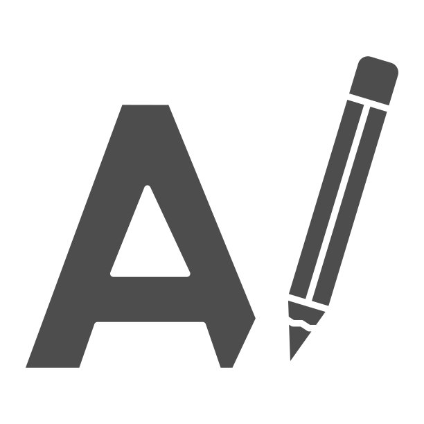 字母A和铅笔，书写图标，语言学概念，白色背景上的A矢量符号，移动概念和网页设计的字形图标。矢量图形图片下载