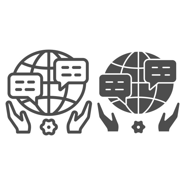 世界地球对话框手线条和平概念矢量图标图片下载