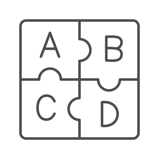 字母abc拼图字母细线图标矢量素材图片下载