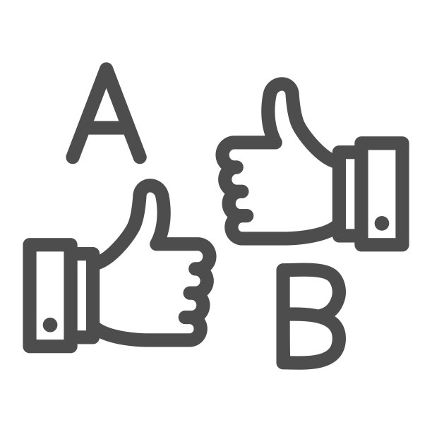 字母A和B以及点赞线性图标，语言学概念，学习外语矢量符号图片下载