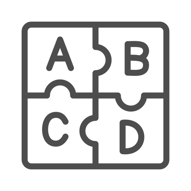 字母abc拼图字母线性图标矢量素材图片下载