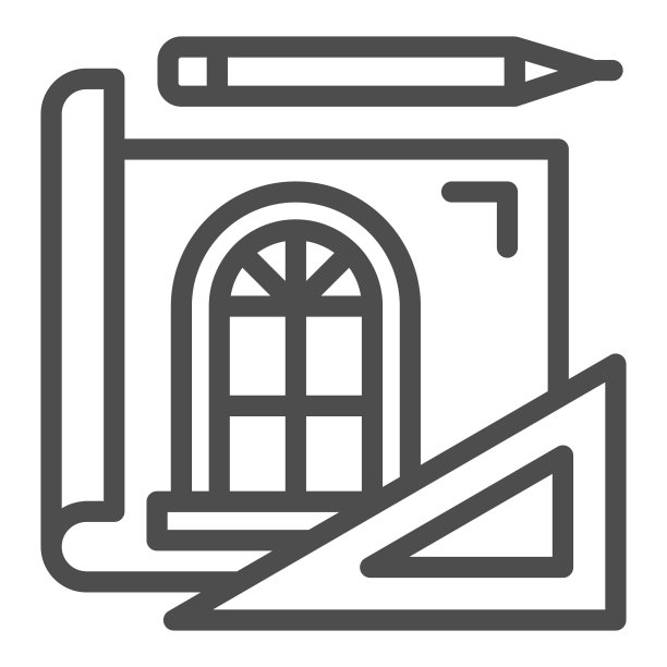 草稿纸与窗口草图，铅笔，标尺线图标，设计概念，绘图矢量符号在白色背景上，轮廓风格图标为移动概念和网页设计。矢量图形。图片下载