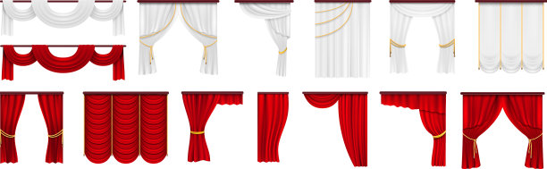 窗帘套红白窗帘隔离纺织品图片下载