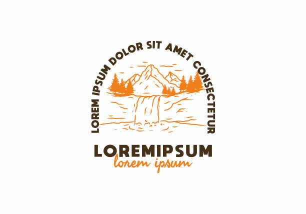 瀑布线艺术绘画与lorem ipsum文本图片下载