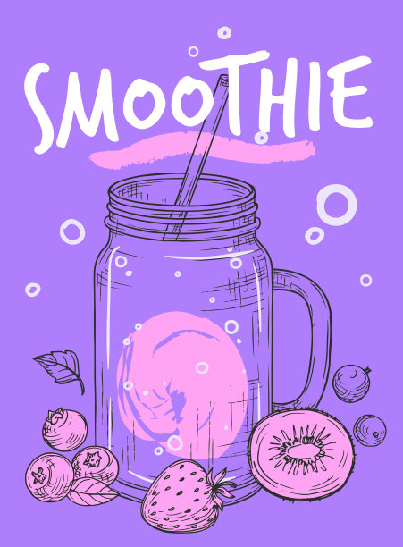 速写思慕雪传单新鲜果汁酒吧横幅图片下载