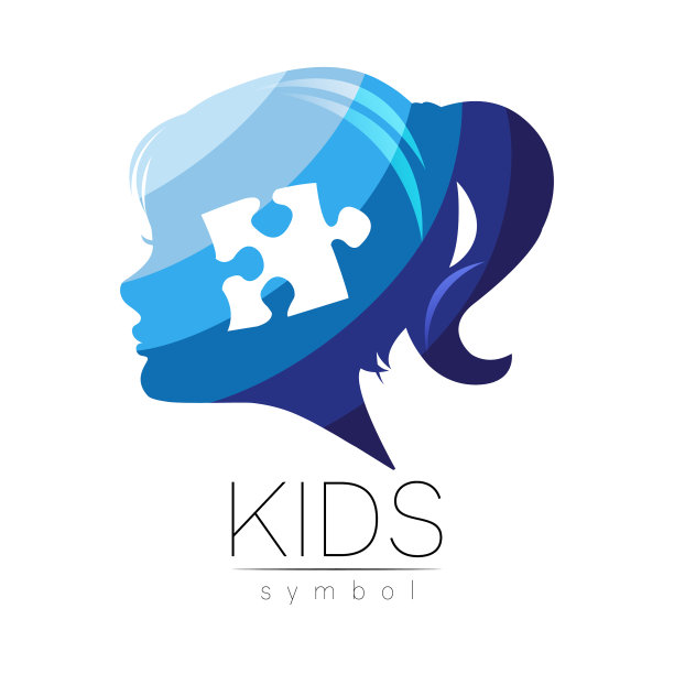 现代标志女孩的头部与拼图图片下载