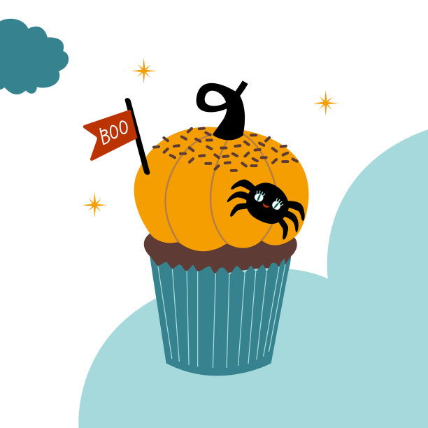 可爱的甜南瓜纸杯蛋糕为万圣节图片下载