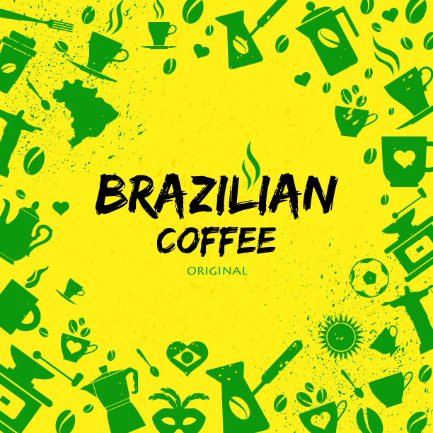 一套绿色的巴西图标和符号图片下载