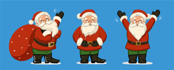 一套三个圣诞老人的角色是一个图片下载