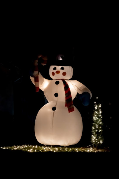 充气塑料白色雪人装饰图片下载